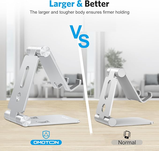 OMOTON Foldable Cell Phone Stand, C4 Portable Aluminum Phone Holder, Adjustable - Image 2