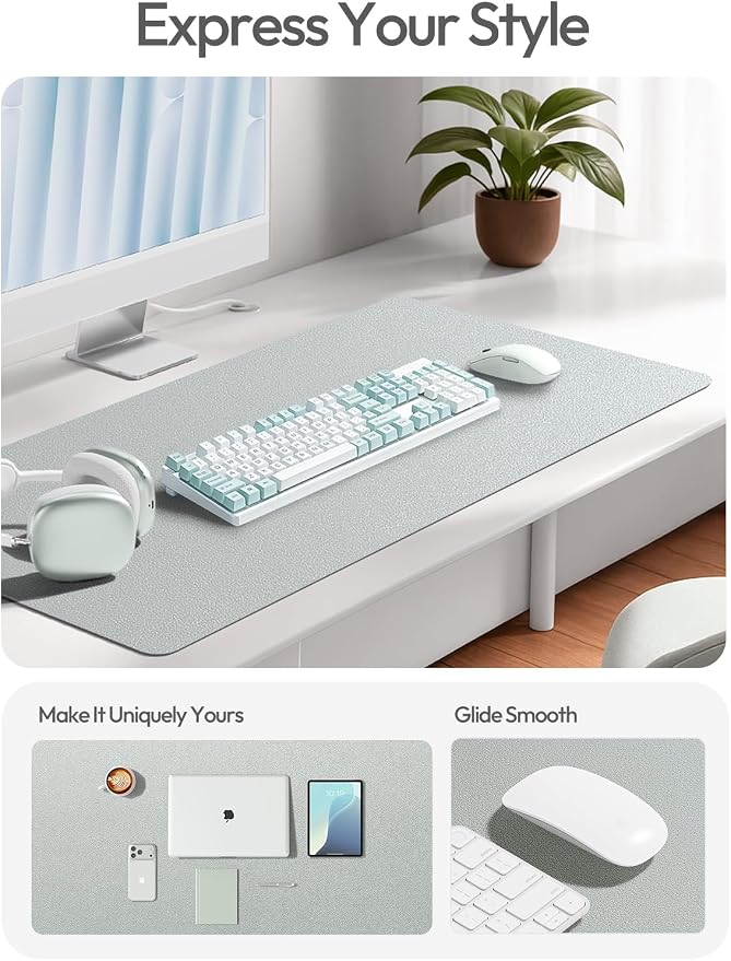 YSAGi Leather Desk Pad Protector, Office Desk Mat, Large Mouse Pad, Non-Slip PU - Image 2