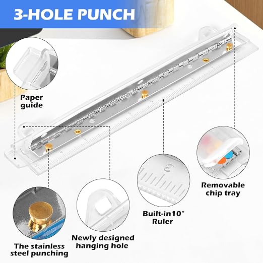 3 Hole Punch, Portable 3 Hole Puncher - Image 2