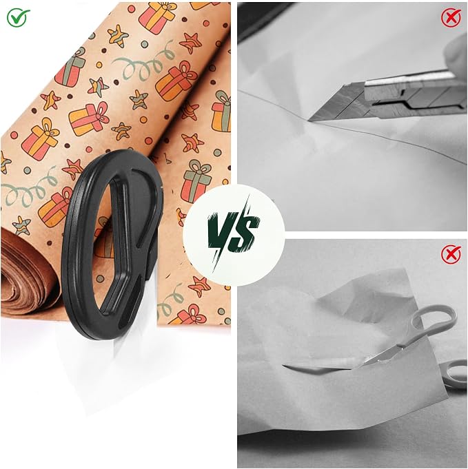 3 Pack Wrapping Paper Cutter & 10 Replaceable Blades, Safety Sliding Gift Wrap - Image 8