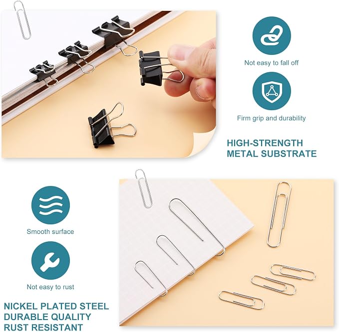 360 Pcs Paper Clips and Binder Clips Assorted Sizes, - Image 3