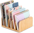 Lineshading Bamboo Letter Organizer, 5 Compartments Desk Mail Organizer by Lineshading