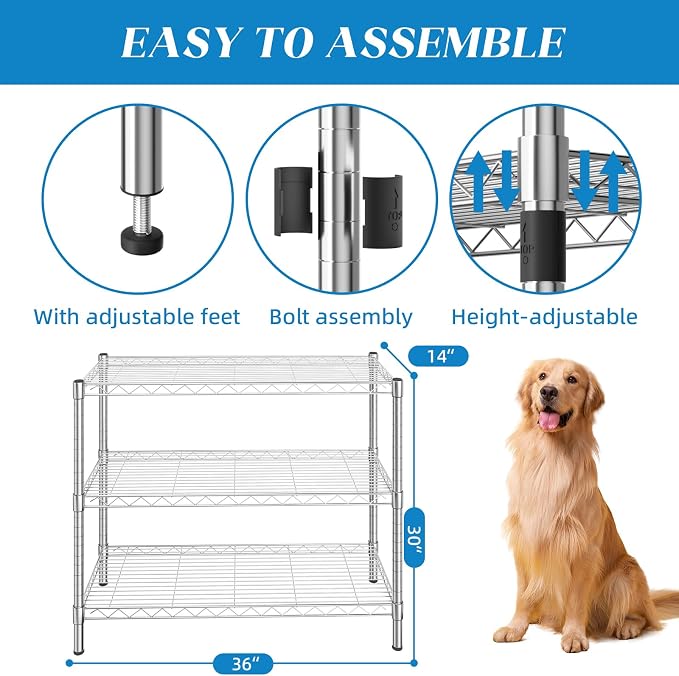 Guan River 3-Shelf Adjustable Metal Wire Shelving, Sturdy and Durable, Storage - Image 4