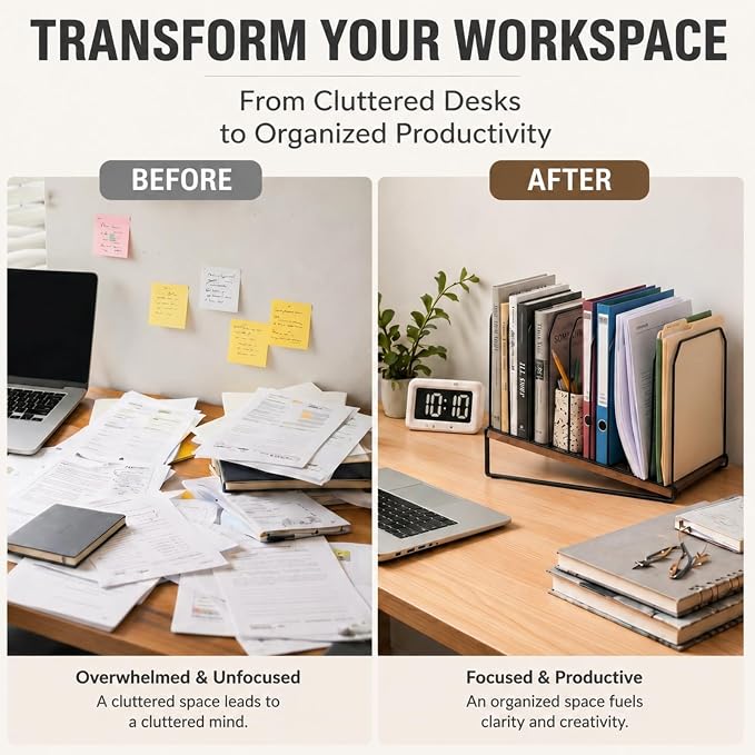 Novabright 1 Pack Inclined Desk File Organizer 9 Section Metal Vertical Folder - Image 7