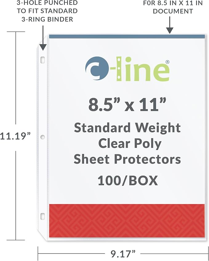 C-Line Top Loading Standard Weight Poly Sheet Protectors, 8.5 x 11 Inches - Image 4
