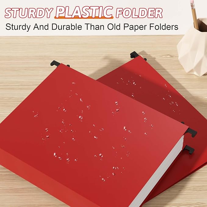 Plastic Hanging File Folder Extra Capacity, 12 Pack Reinforced Hang Folders - Image 2