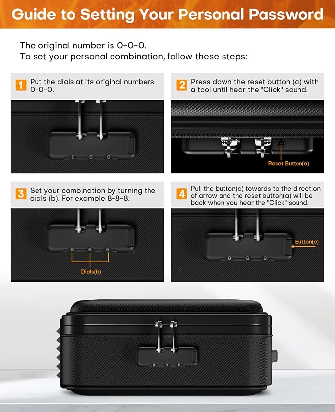 Fireproof Document Box with Lock, Hard Case Safe Box Water Resistant Document - Image 6