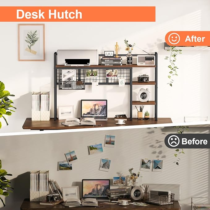 Snughome Desk Shelf, 44.9" Desktop Organizer Shelf, Desk Hutch - Image 7