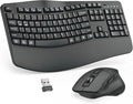 Wireless Keyboard and Mouse Combo, 2.4G Full Size Wave Keys Ergonomic Keyboard by Unknown