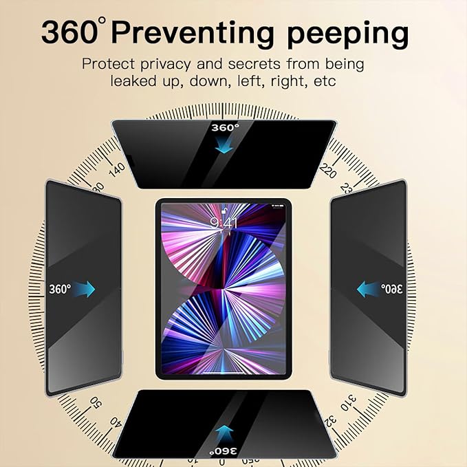 360° Privacy Screen Protector for iPad Pro 11 Inch 2024 Model M4, Privacy - Image 2