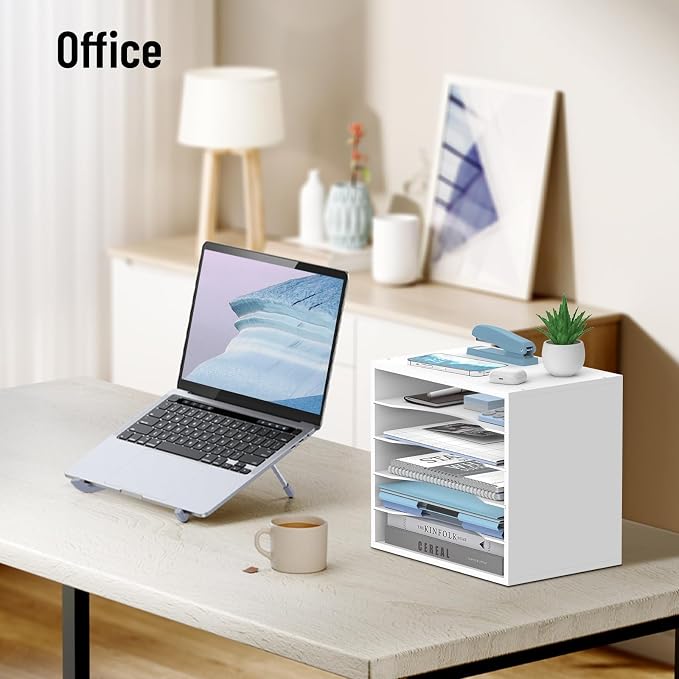 5-Tier Wood Desk Organizer, Paper Tray Organizer - Image 9