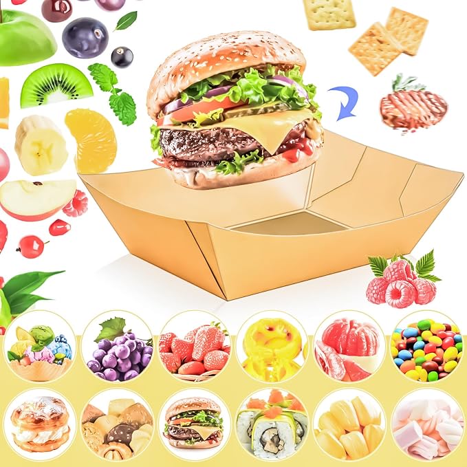 50 Pack 4LB Paper Food Boat Trays Disposable Paper Boat Containers, Heavy Duty - Image 6