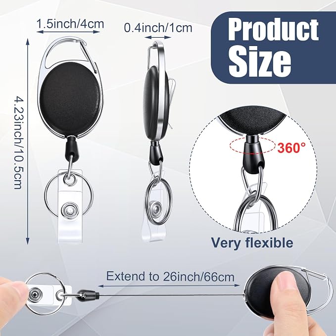 Laumoi Retractable ID Badge Holder Badge Reel - Image 2