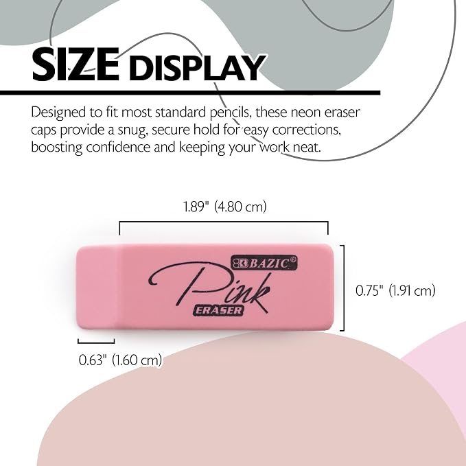 BAZIC Products Pink Bevel Block Erasers, Latex-Free - Image 3
