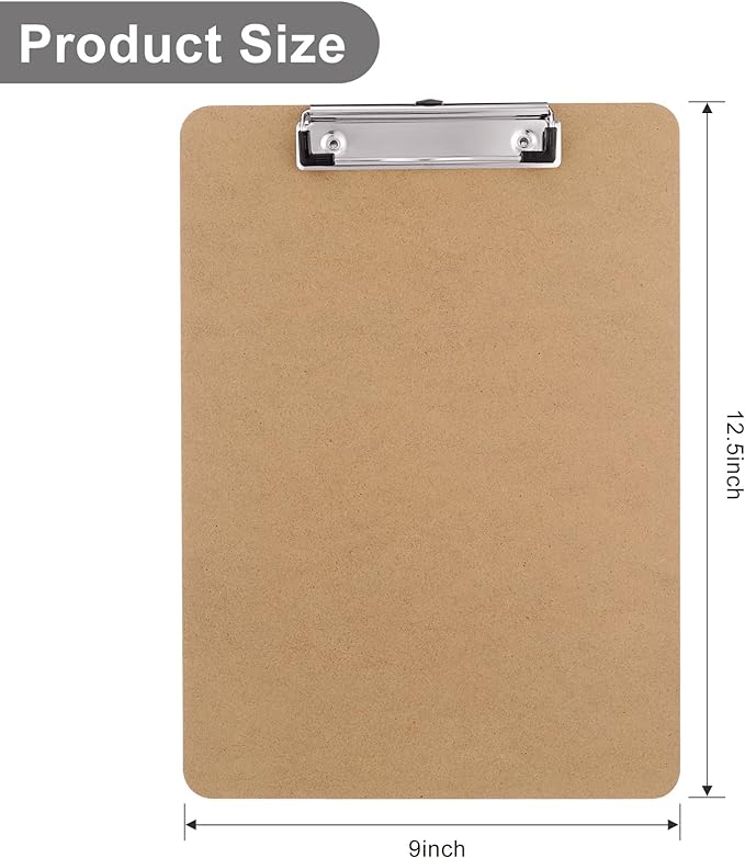 Wood Clipboards Set of 20, Letter Size Hardboard Clip Board 8.5x11 | A4 - Image 2