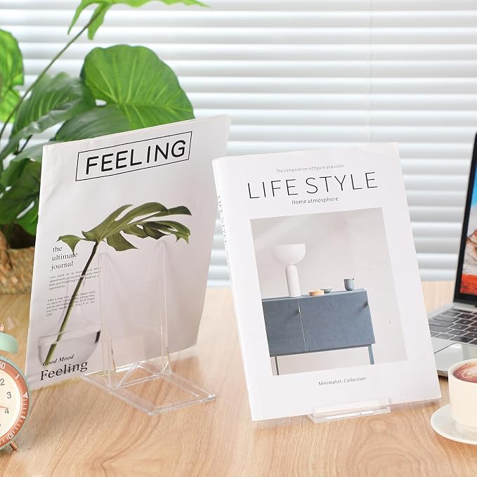 6 Pack Acrylic Book Stand for Display Adjustable Clear Display Holder Easel - Image 3
