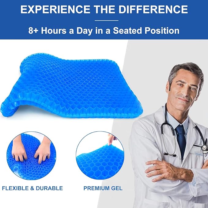 20" Gel Seat Cushion for Long Sitting – Office Chair Cushion – Wheelchair - Image 4