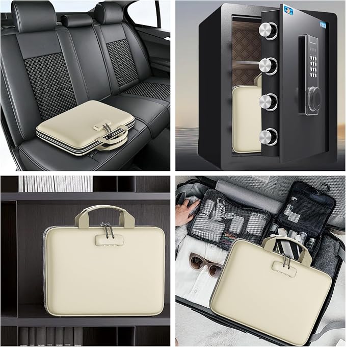 Fireproof File Organizer with Lock, Hard Case Fireproof Document Box with 13 - Image 6
