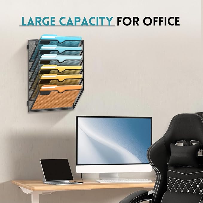 SUPEASY 6 Tier Wall File Organizer, Hanging Wall Mounted Mail Organizer - Image 6