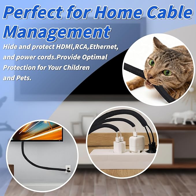 15FT Split Braided Sleeve Cable Management, 3/4 Inch Wire Loom Tubing Cord - Image 7