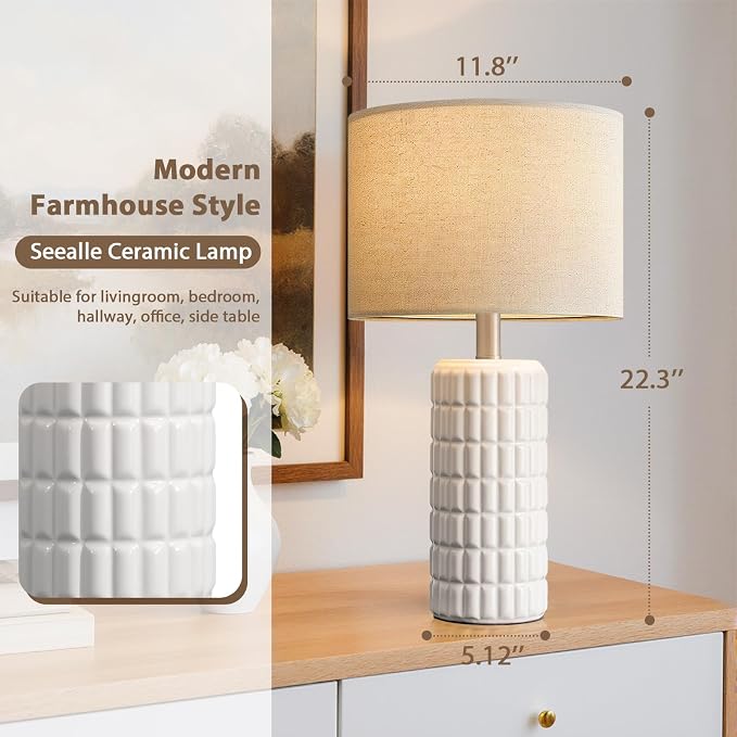 Seealle 23" Modern Ceramic Table Lamps Set of 2 - Image 6