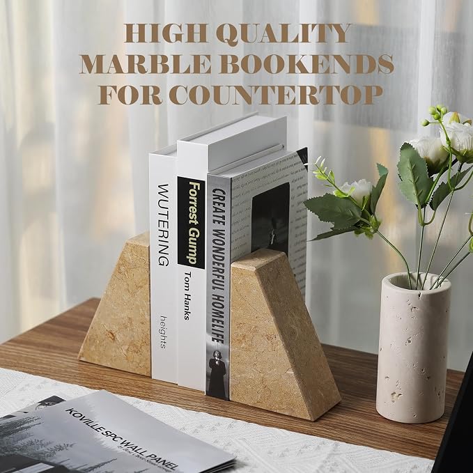 Karibiber Marble Bookend for Heavy Books, Decorative Bookends for Shelves - Image 6
