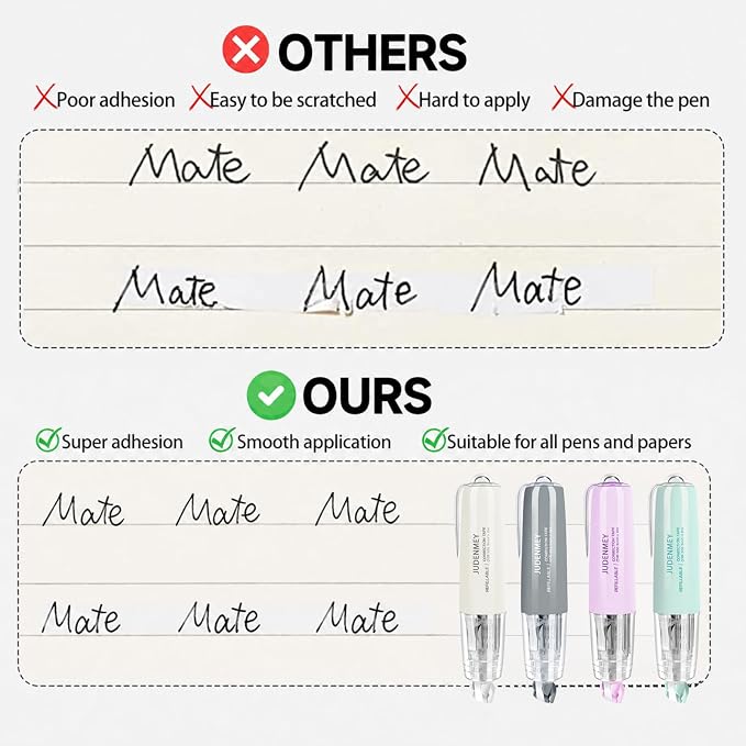 4Pack JUDENMEY Refillable Retractable White Correction Tape, Cute Correction - Image 6