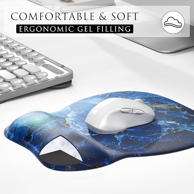 MROCO Ergonomic Mouse Pad with Gel Wrist Rest, 9.4 x 8.1 in, Ocean Marble | - Image 4
