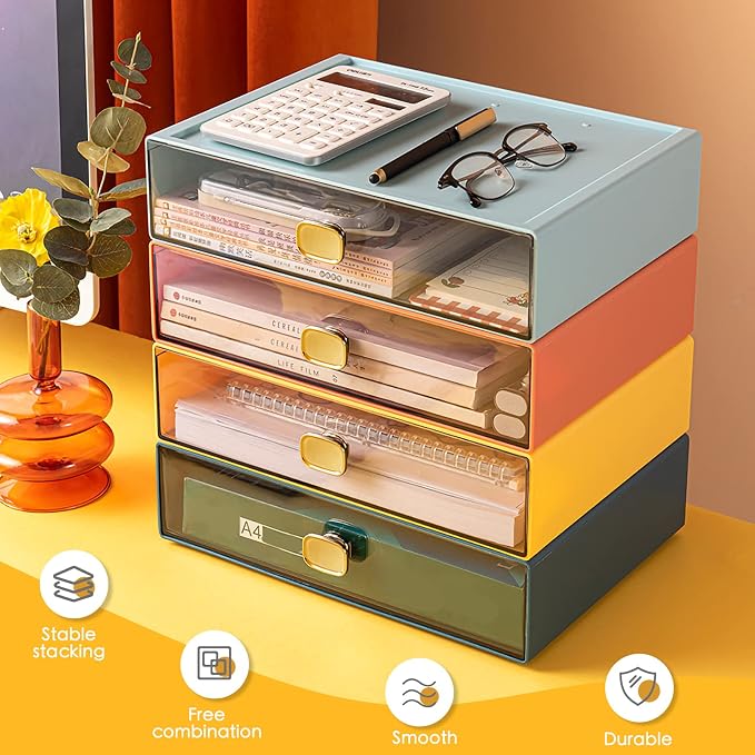 Stackable Desk Organizer Drawer 13"Wx9"Lx3.3"H Large Desktop Storage Drawers - Image 7