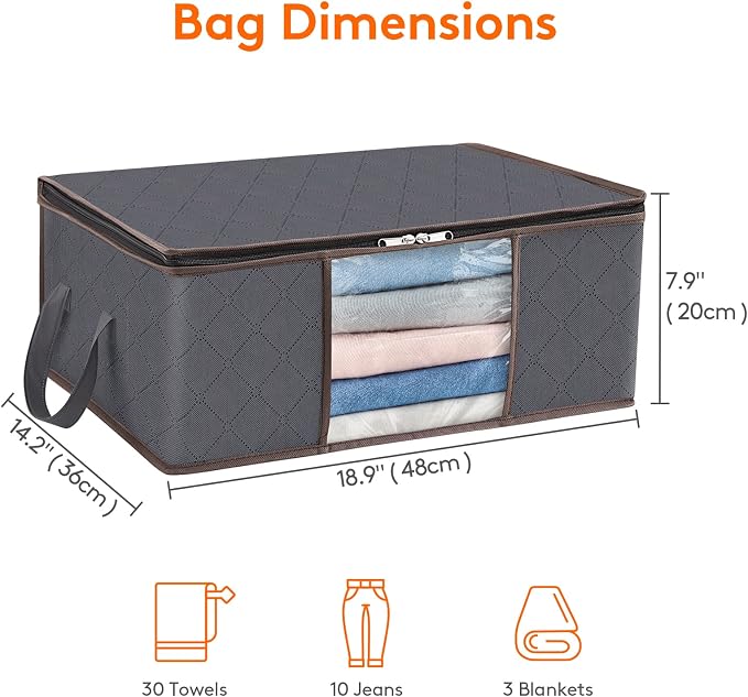 Lifewit 6 Pack Clothes Storage Bag, Foldable Storage Bin Closet Organizer - Image 3