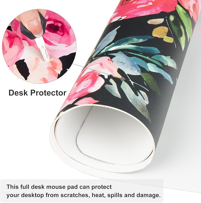 QiyI Large Mouse Pad, Floral Desk Mat - Image 4