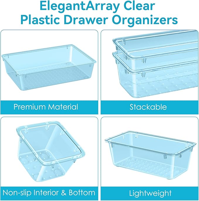 ElegantArray 12-Piece Drawer Organizer Set, 4 Sizes Versatile Plastic Vanity - Image 3