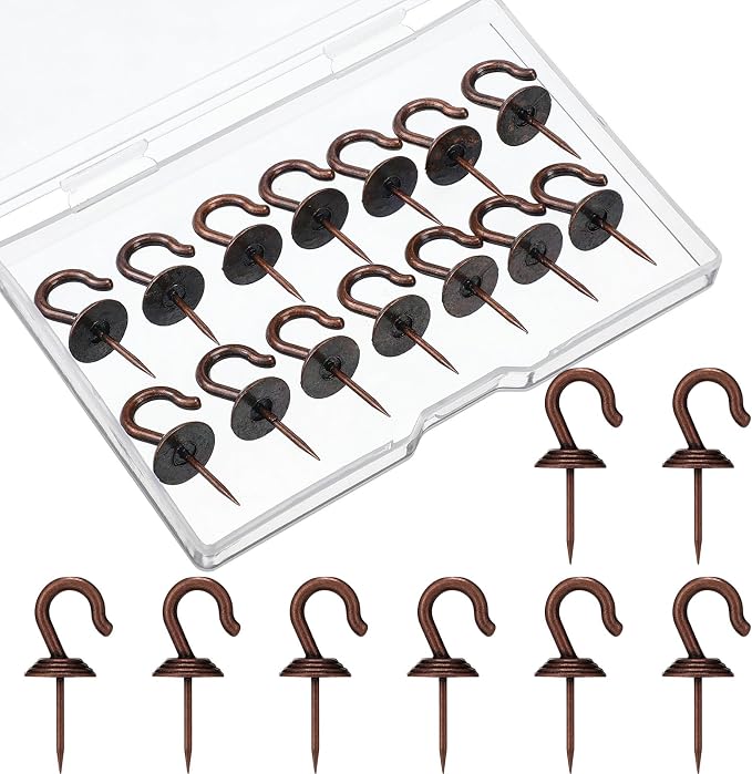 Hotop 60 Pieces Push Pin Wall Hooks Metal Thumb Tack Hangers Iron Alloy Nail by HOTOP