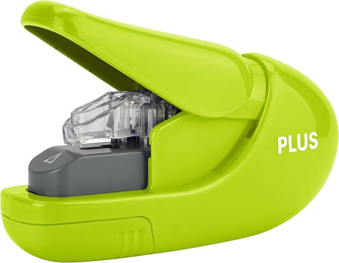 Plus Paper Clinch Compact Staple-Free Stapler, Neon Green by Plus