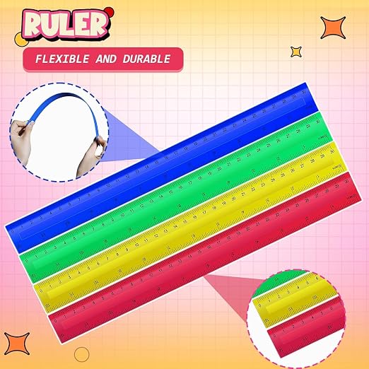 12 Inch 100 Pcs Rulers Bulk Plastic Kid Ruler - Image 2