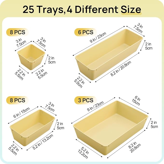 Vtopmart 25 PCS Plastic Drawer Organizers Set, 4-Size Versatile Bathroom and - Image 2