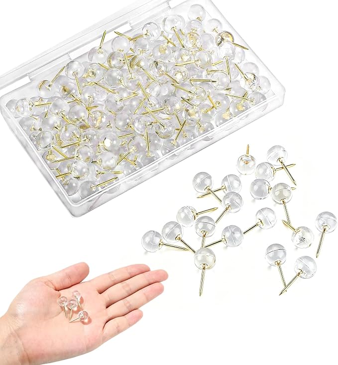 100 Pcs Clear Round Decorative Push Pins by Unknown