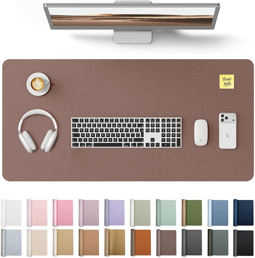 YSAGi Leather Desk Protector, Office Mat, Large Mouse Mat, Non-Slip PU Leather by YSAGi