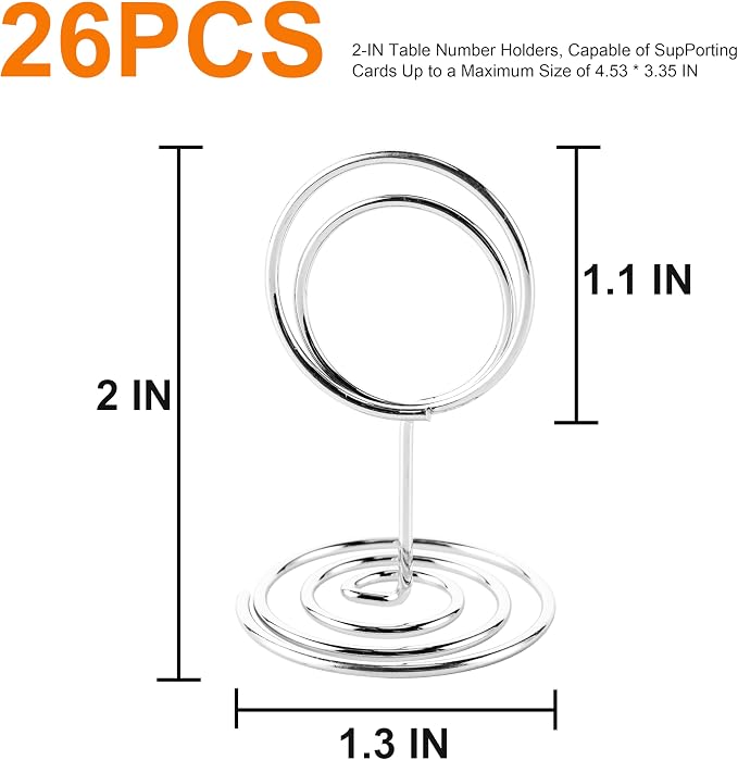 Hoewina 26Pcs Place Card Holder, Table Number Holders, Wire Picture Holder - Image 2