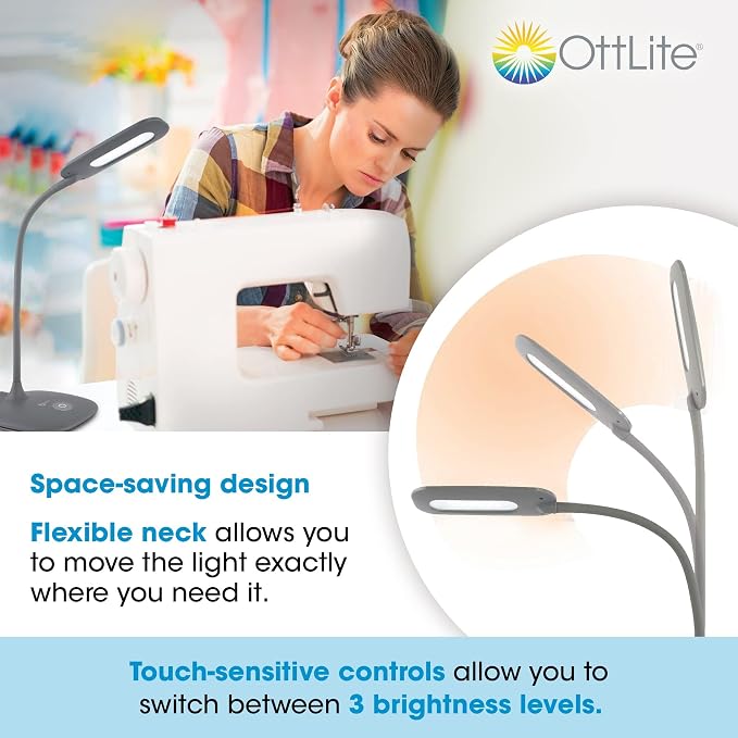 OttLite Soft Touch LED Desk Lamp, 3 Brightness Settings - Image 3