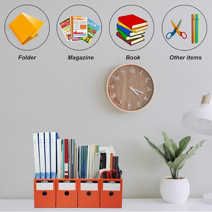 Limitliho Orange-red Cardboard Magazine Holder, Magazine File Holder - Image 3