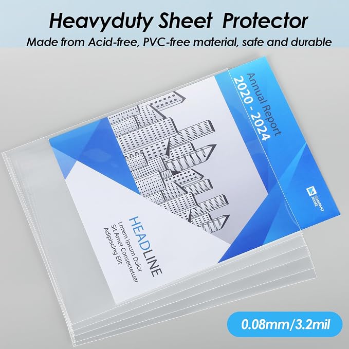 KTRIO No Holes Sheet Protectors 8.5 x 11, 50 Pack Heavy Duty Paper Sleeves | - Image 4
