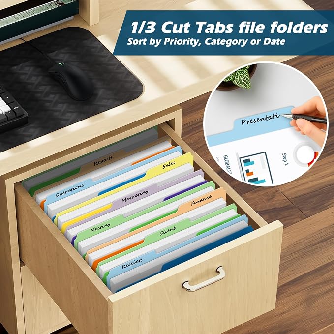 Two-Tone Color File Folders, 15 Pack Letter Size Folders - Image 2