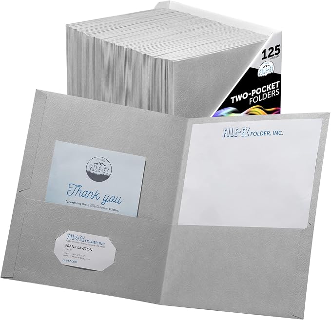 FILE-EZ Two-Pocket Folders, Textured Paper, Letter Size by FILE-EZ