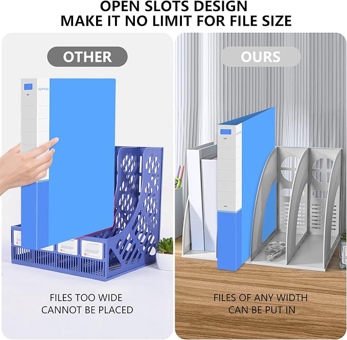 SAYEEC File Holder Storage Folder 4 Compartment Standing Desktop Hollow - Image 4