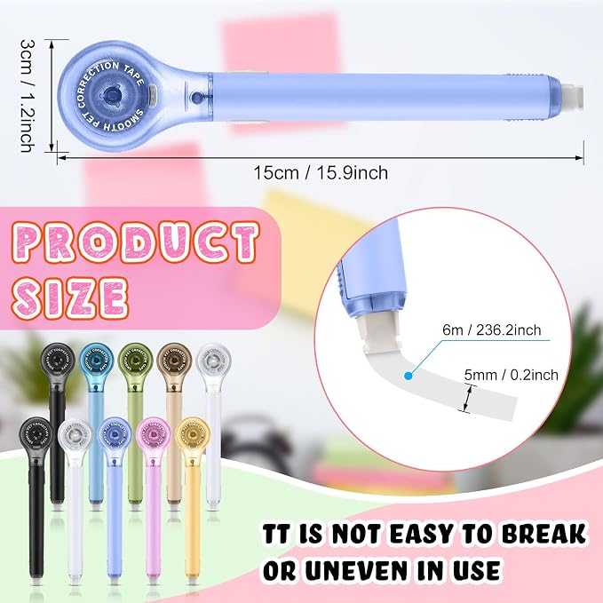 Gersoniel 10 Pack Correction Tape Pen Correctional Ink Tape Push Pull Protective - Image 3