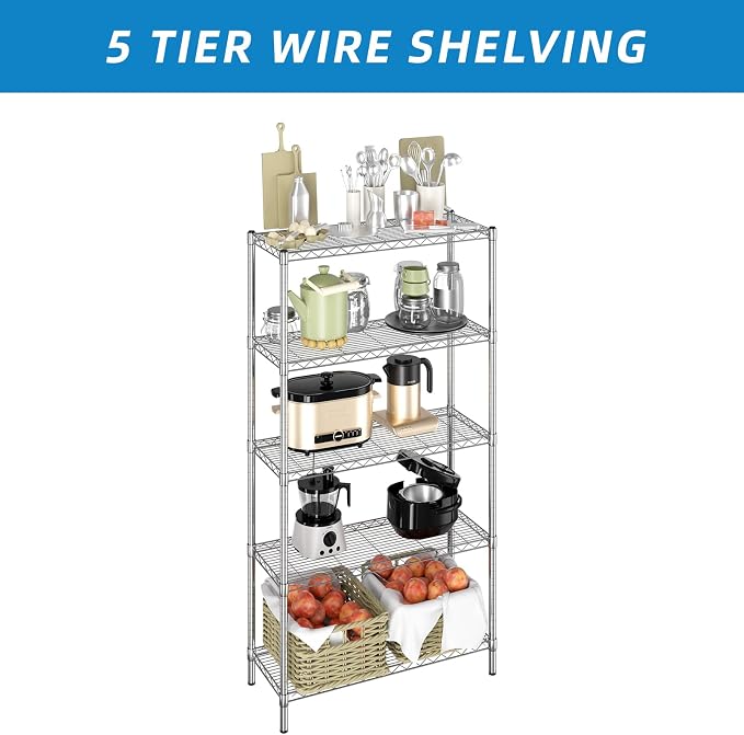 Guan River 5-Shelf Adjustable Metal Wire Shelving, Sturdy and Durable, Storage - Image 6