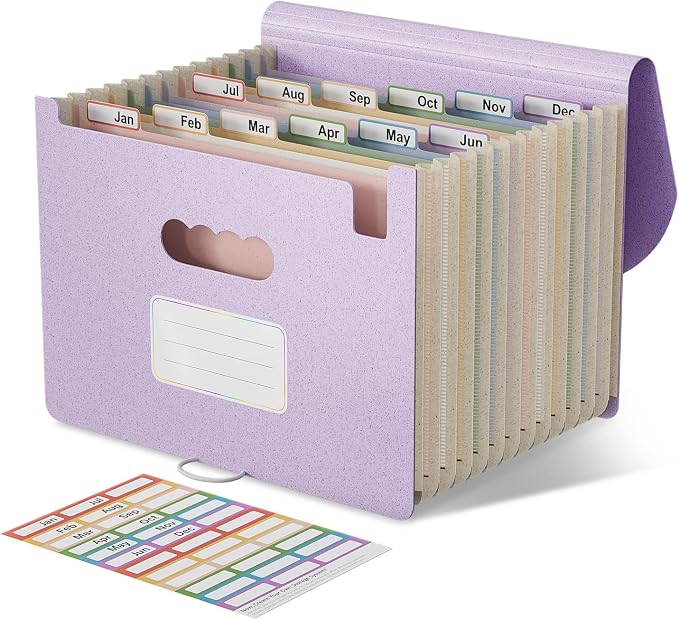 EcoStash Accordion File Organizer, 12-Pocket Wheat Straw Expanding File Folder by EcoStash