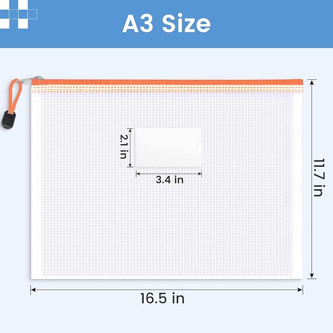 Sooez 24 Pack Super Large Mesh Zipper Pouch Bags, A3 Storage Bags - Image 2