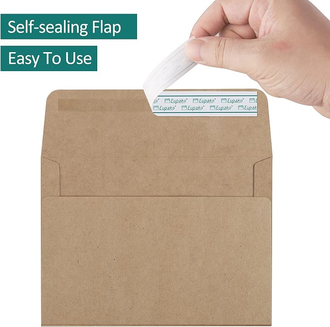 Eupako A4 Brown Photo Envelopes 4x6, 100 Pack Self Seal Envelopes - Image 3